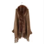 poncho en coton avec doublure en fourrure