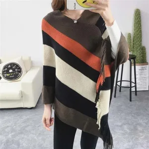 pull poncho laine de mouton femme
