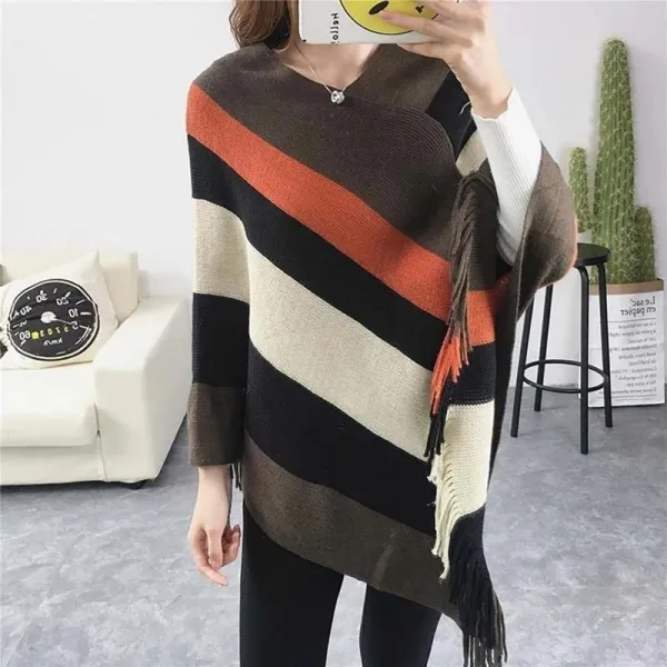 pull poncho laine de mouton femme