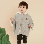 poncho douillet bébé gris et blanc