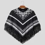 poncho en laine homme avec franges