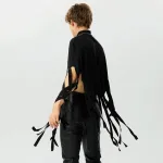poncho en laine avec franges