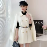 Manteau châle ceinture blanc cassé